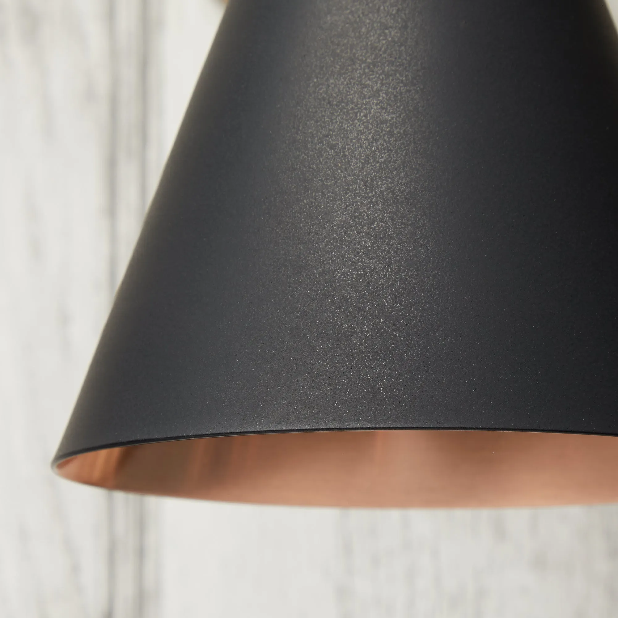 Stanlette pendant shade in ash black with copper interior