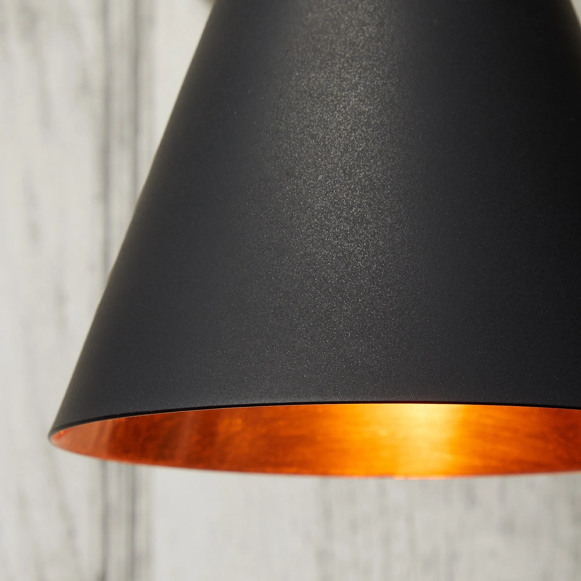 Stanlette pendant shade in ash black with copper interior