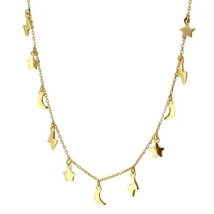 Star Moon Necklace Jewelry Stylish Symbolic Sterling Silver Necklace
