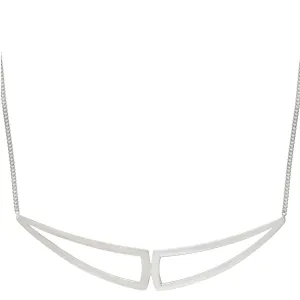 Sterling Silver Brushed and Polished Geometric Triangle Collar Necklace