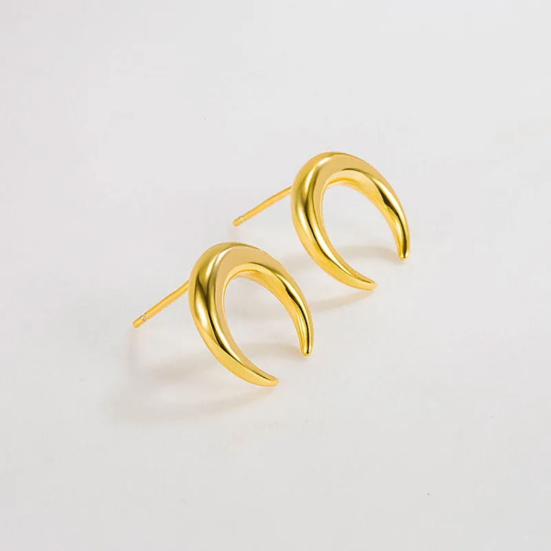 Sterling Silver Crescent Earring Stud
