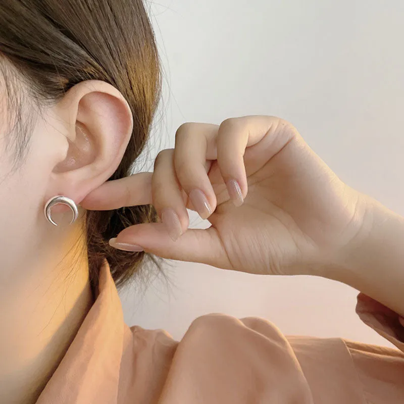 Sterling Silver Crescent Earring Stud