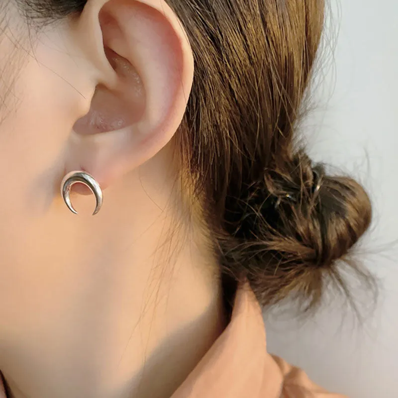 Sterling Silver Crescent Earring Stud