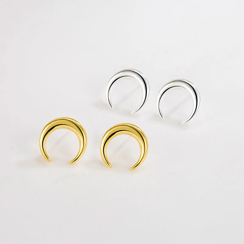 Sterling Silver Crescent Earring Stud