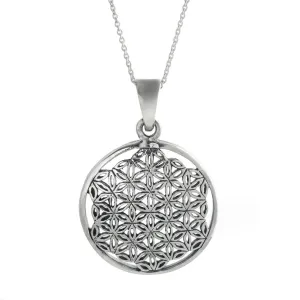 Sterling Silver Flower of Life Mandala Necklace - Round Filigree Pendant