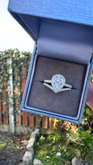 Sterling Silver Pear Ring Set