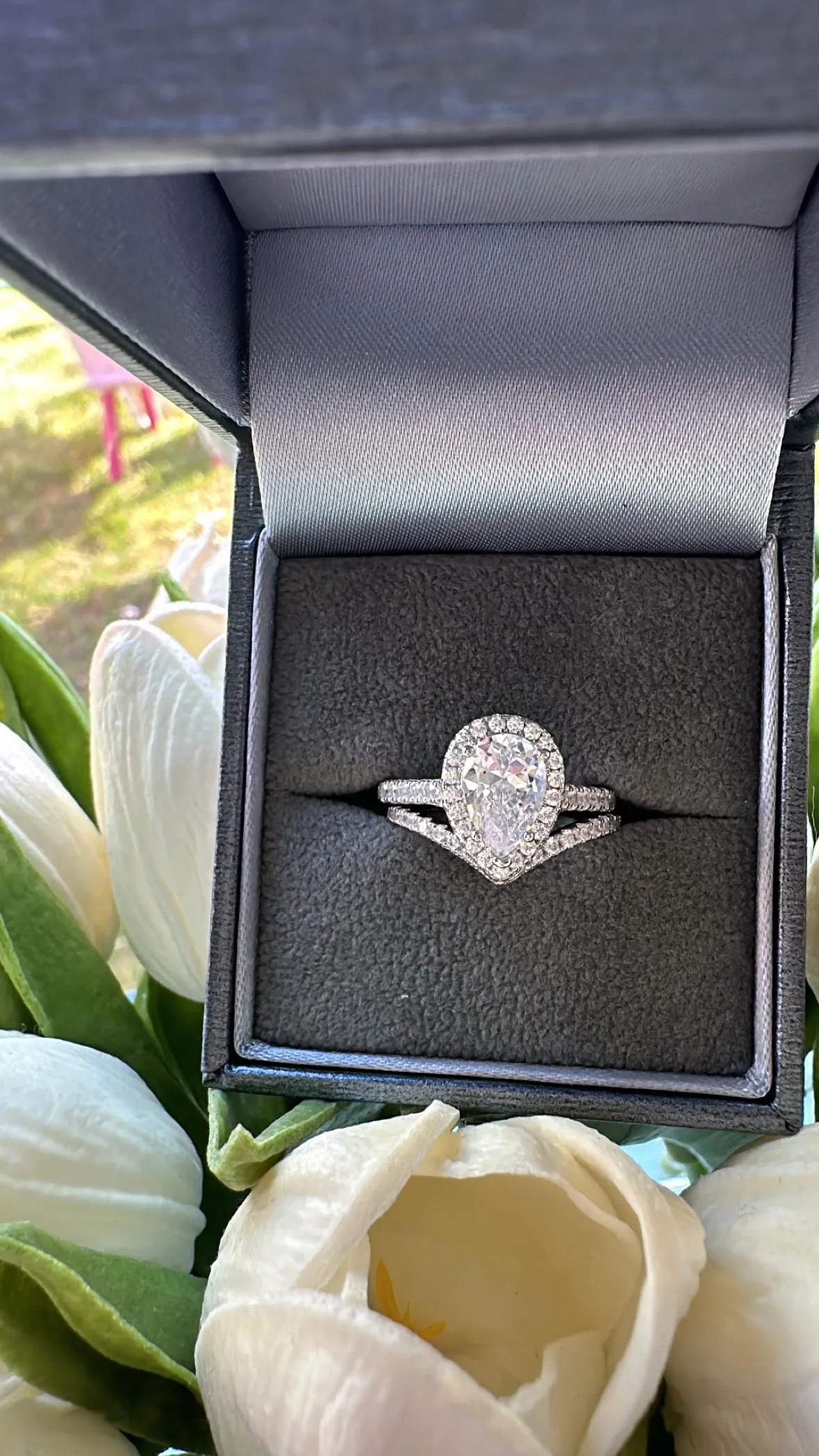 Sterling Silver Pear Ring Set