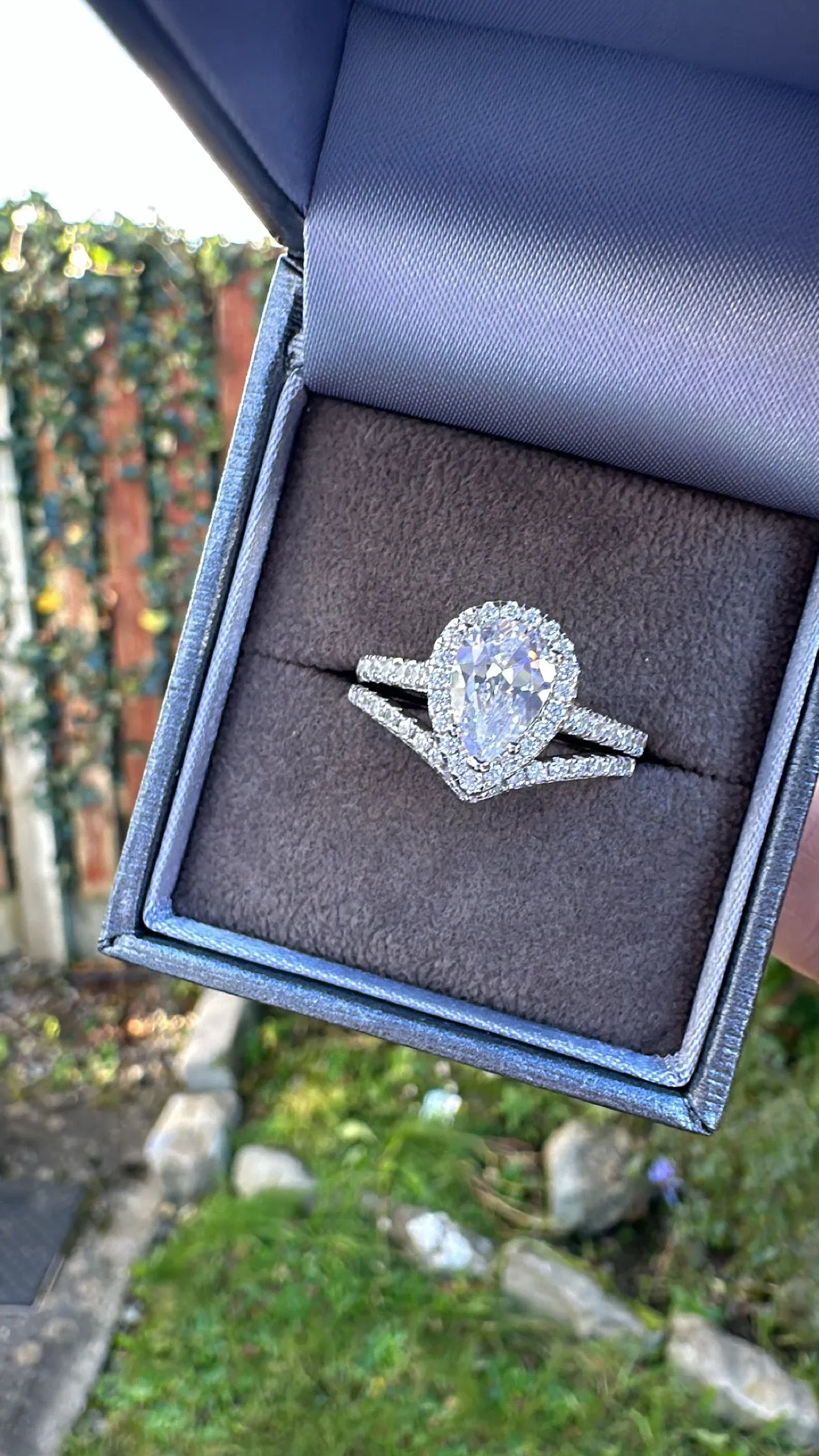 Sterling Silver Pear Ring Set