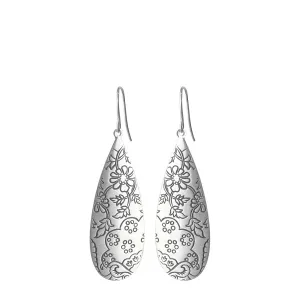 Sterling Silver Slim Teardrop Paisley Earrings