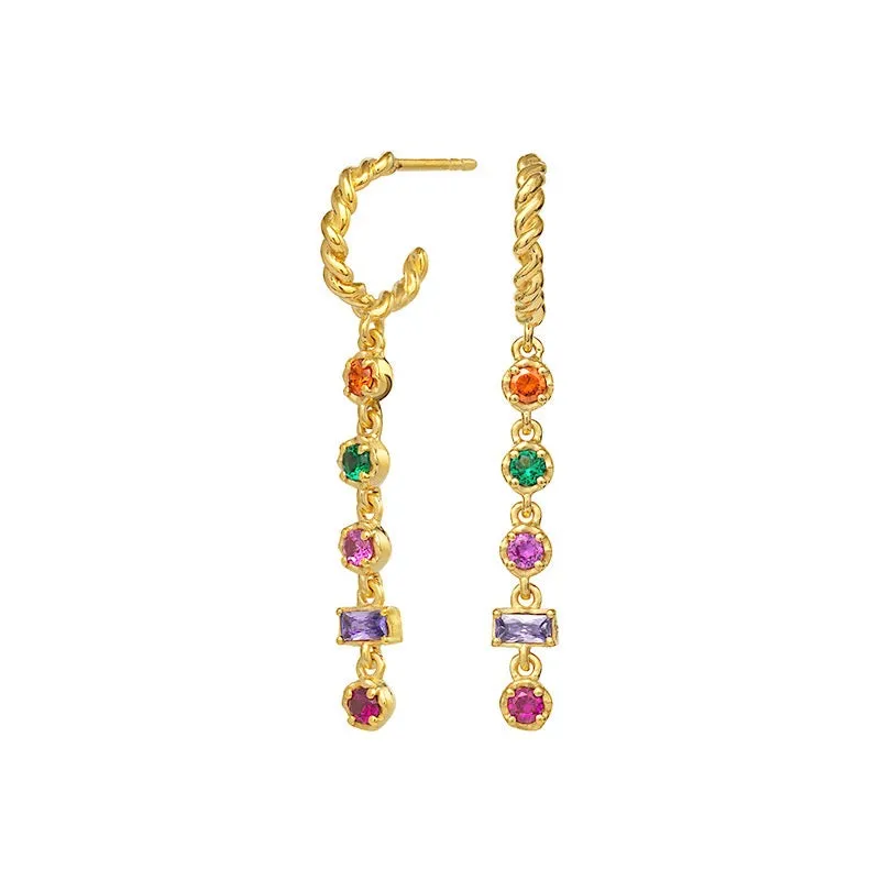 Stylish Colourful Zircon Pendant Earrings