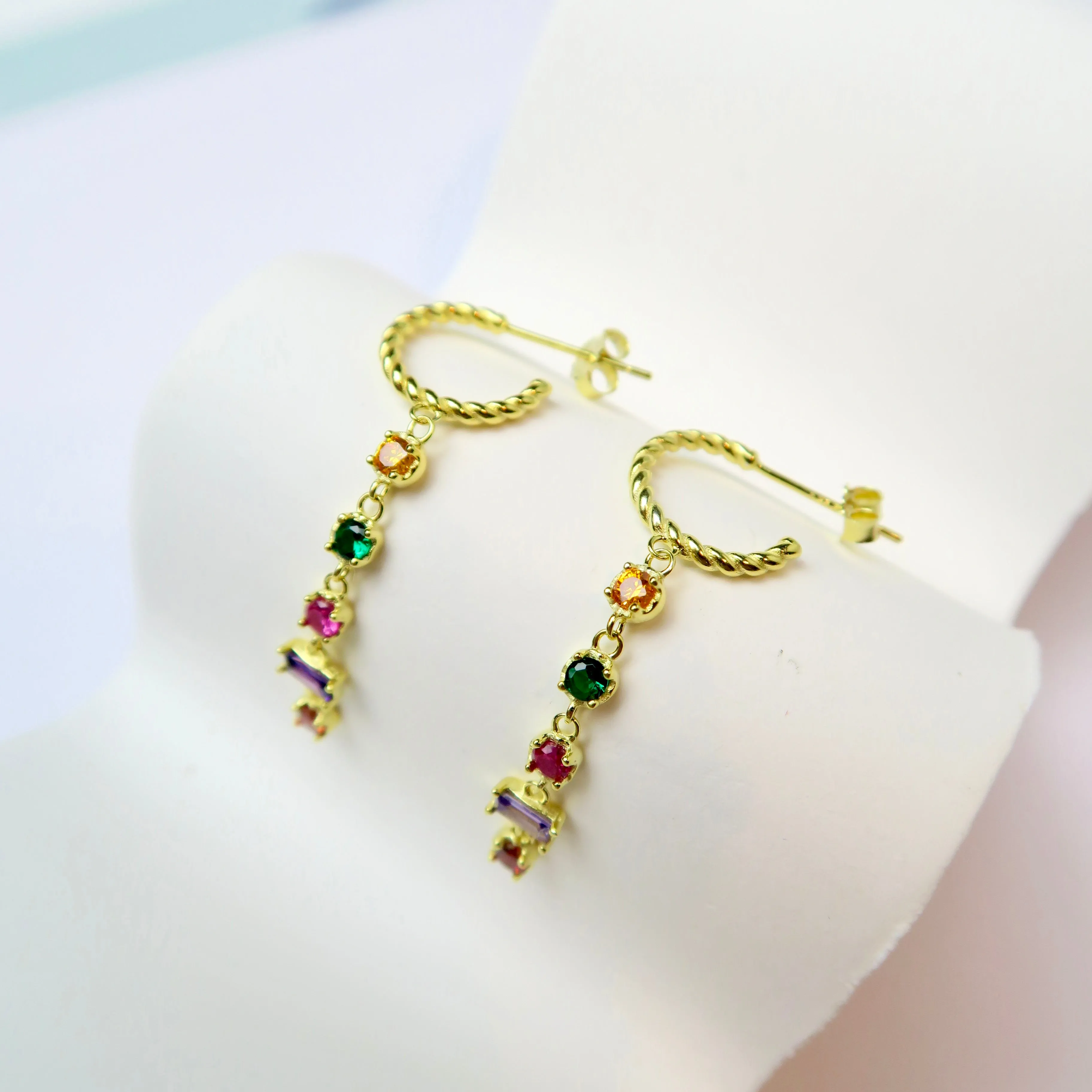 Stylish Colourful Zircon Pendant Earrings