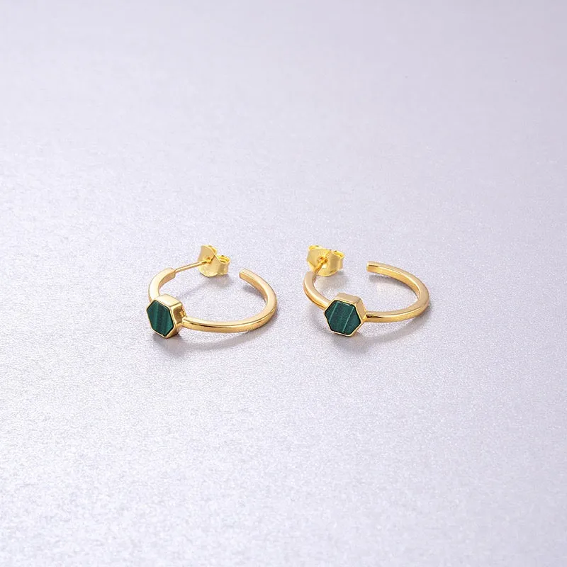 Stylish Malachite Hoop Earrings