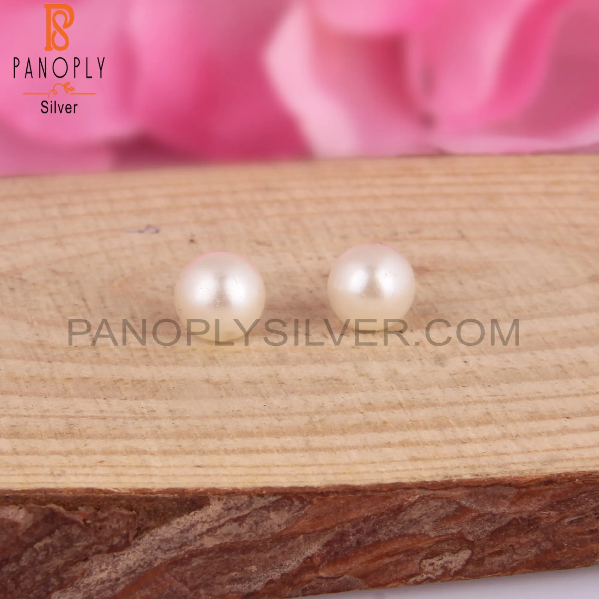 Stylish Pearl Round Shape 925 Silver Earrings