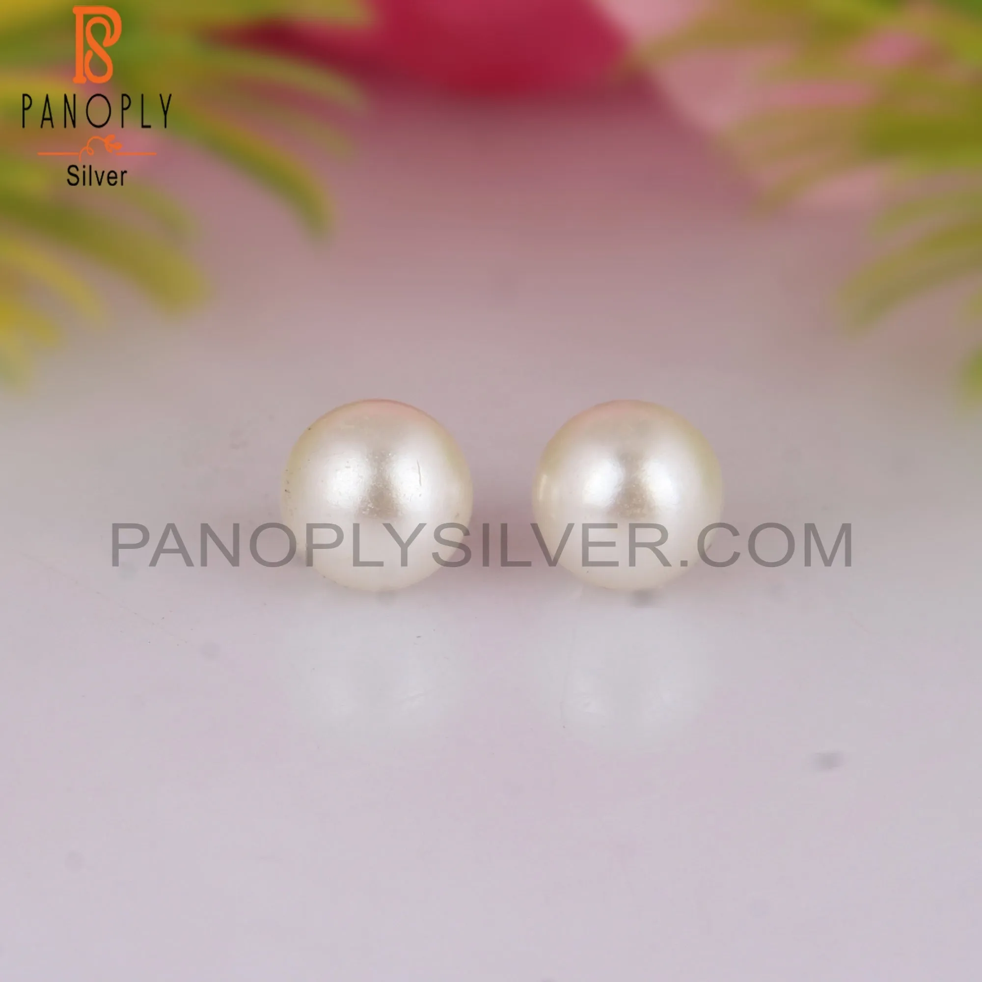 Stylish Pearl Round Shape 925 Silver Earrings