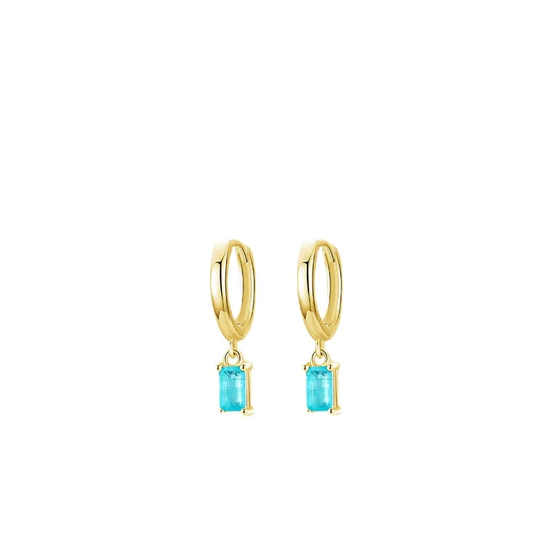Stylish Sterling Silver Stud Earrings with Rectangular Tourmaline Color
