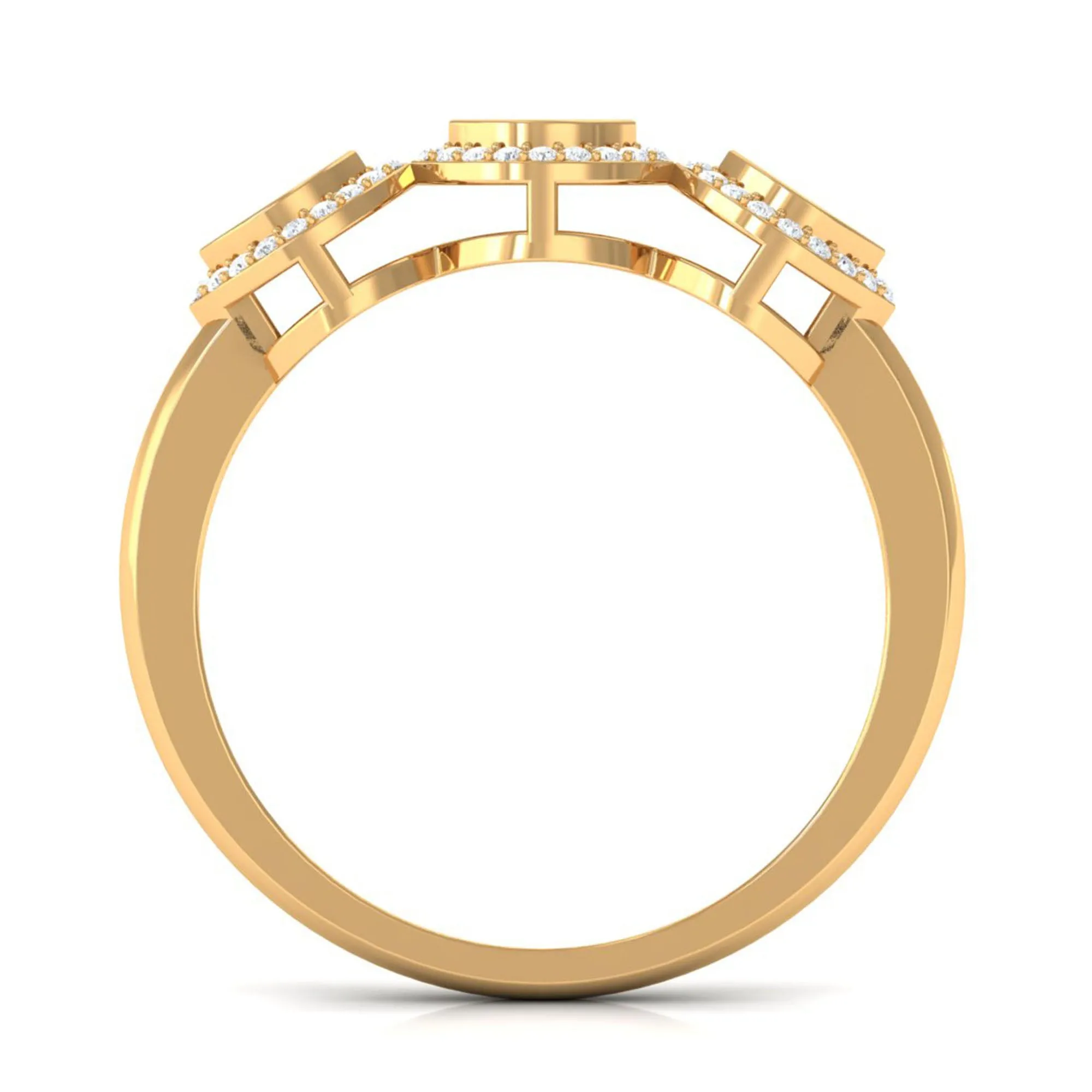 Three Evil Eye Minimal Ring with Moissanite Halo