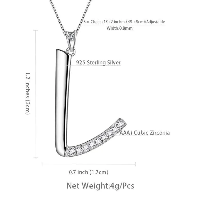 Tokyo Mart Letter Initial L Necklaces Pendant Women Girls Name Jewelry Gift 925 Sterling Silver