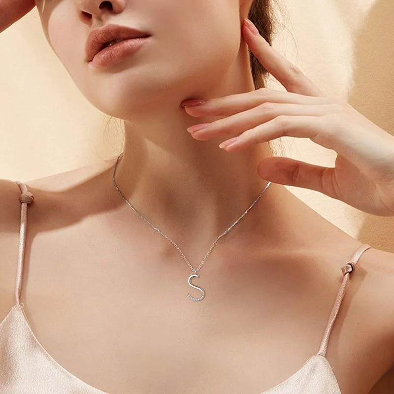Tokyo Mart Letter Initial S Necklaces Pendant Women Girls Name Jewelry Gift 925 Sterling Silver