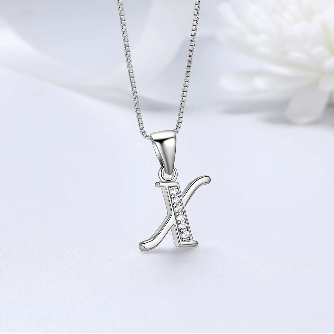 Tokyo Mart Letter X Initial Necklaces Pendant Women Men Name Jewelry Gift 925 Silver