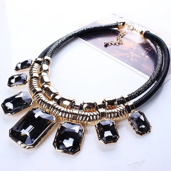 Trendy Necklaces Pendants Rope Collar 18K Gold Plated Crystal Statement Bling & Fashion Necklace Women Jewelry
