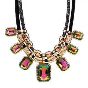 Trendy Necklaces Pendants Rope Collar 18K Gold Plated Crystal Statement Bling & Fashion Necklace Women Jewelry