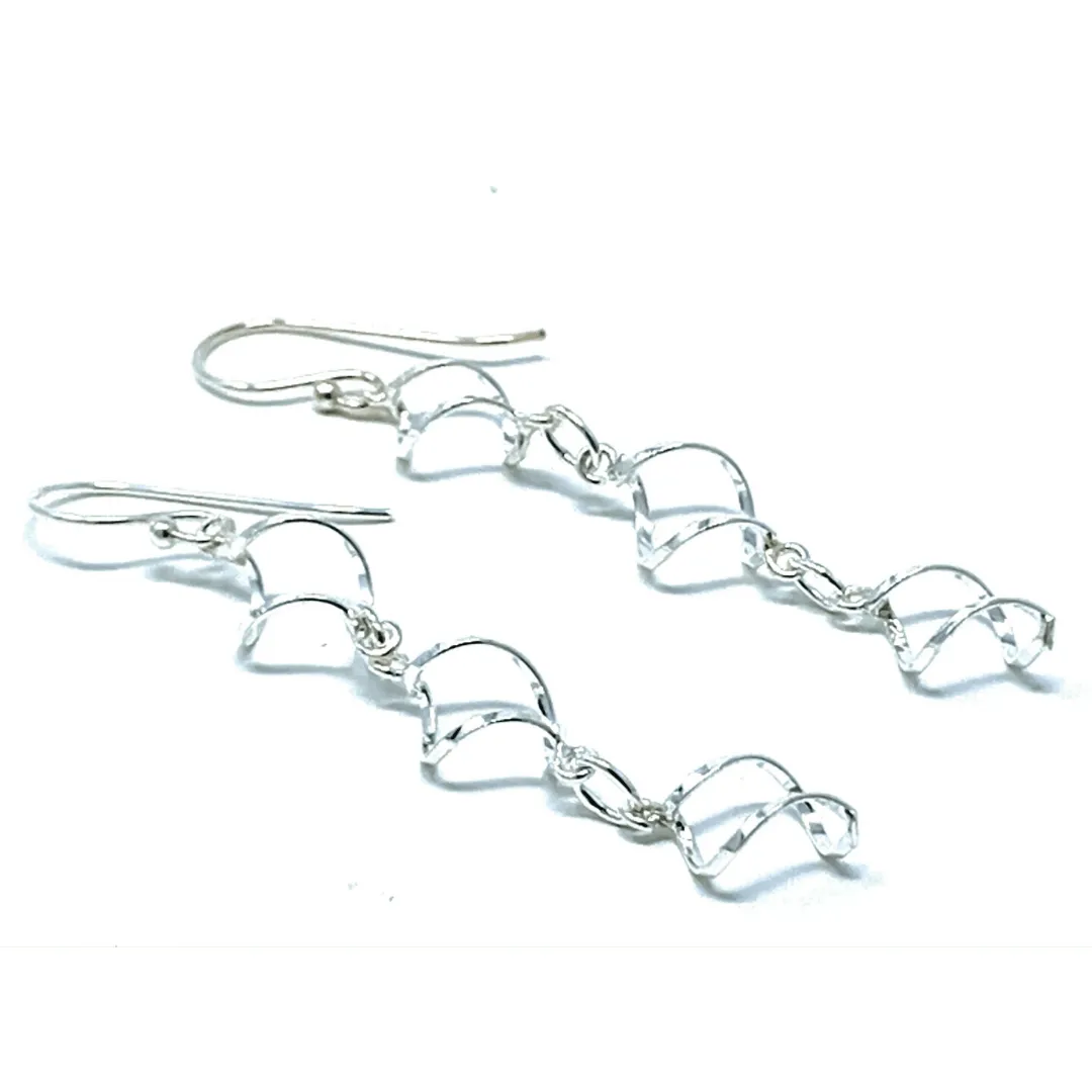 Twisted Hoop Chain Link Sterling Silver Earrings