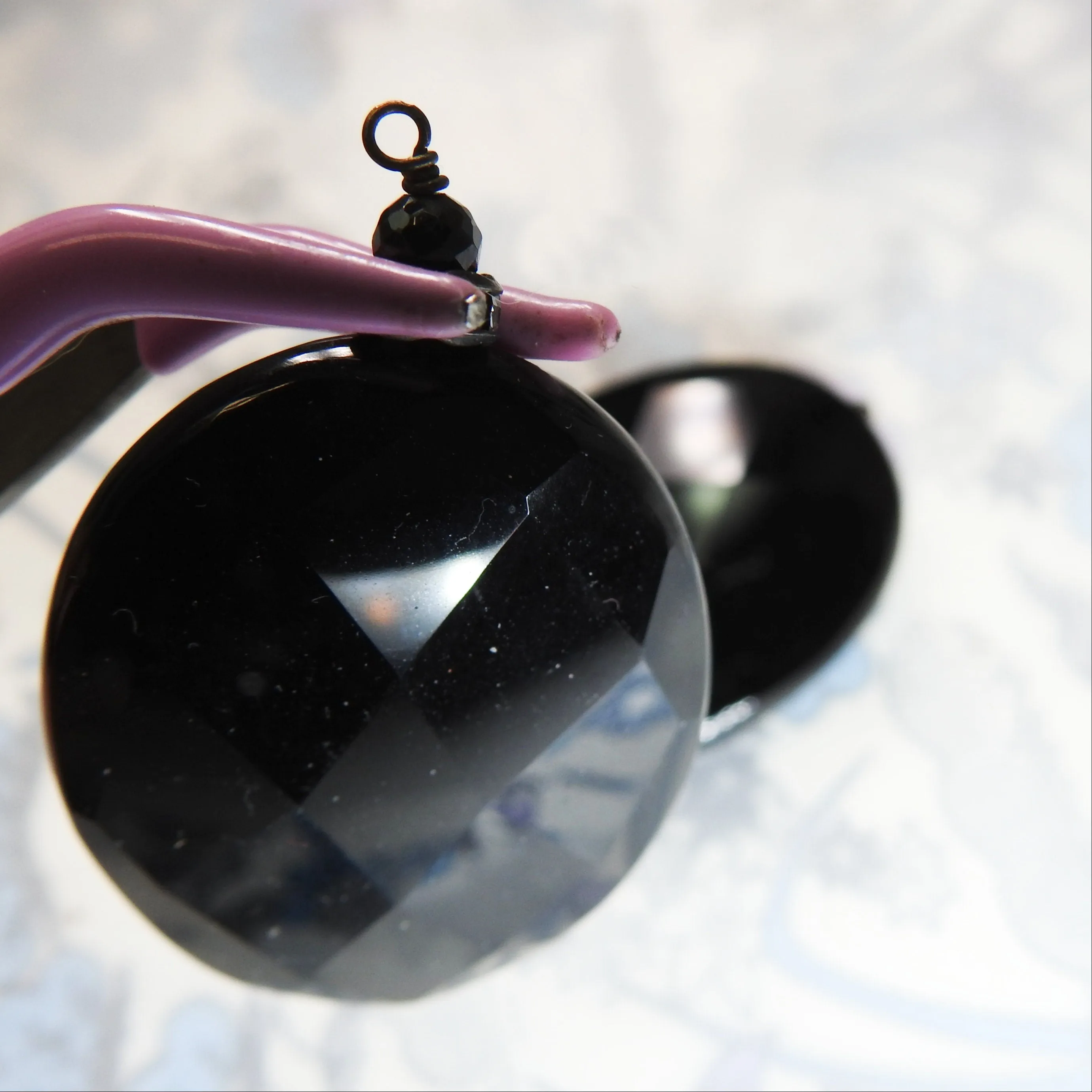 Unique Large Faceted Glass Pendants