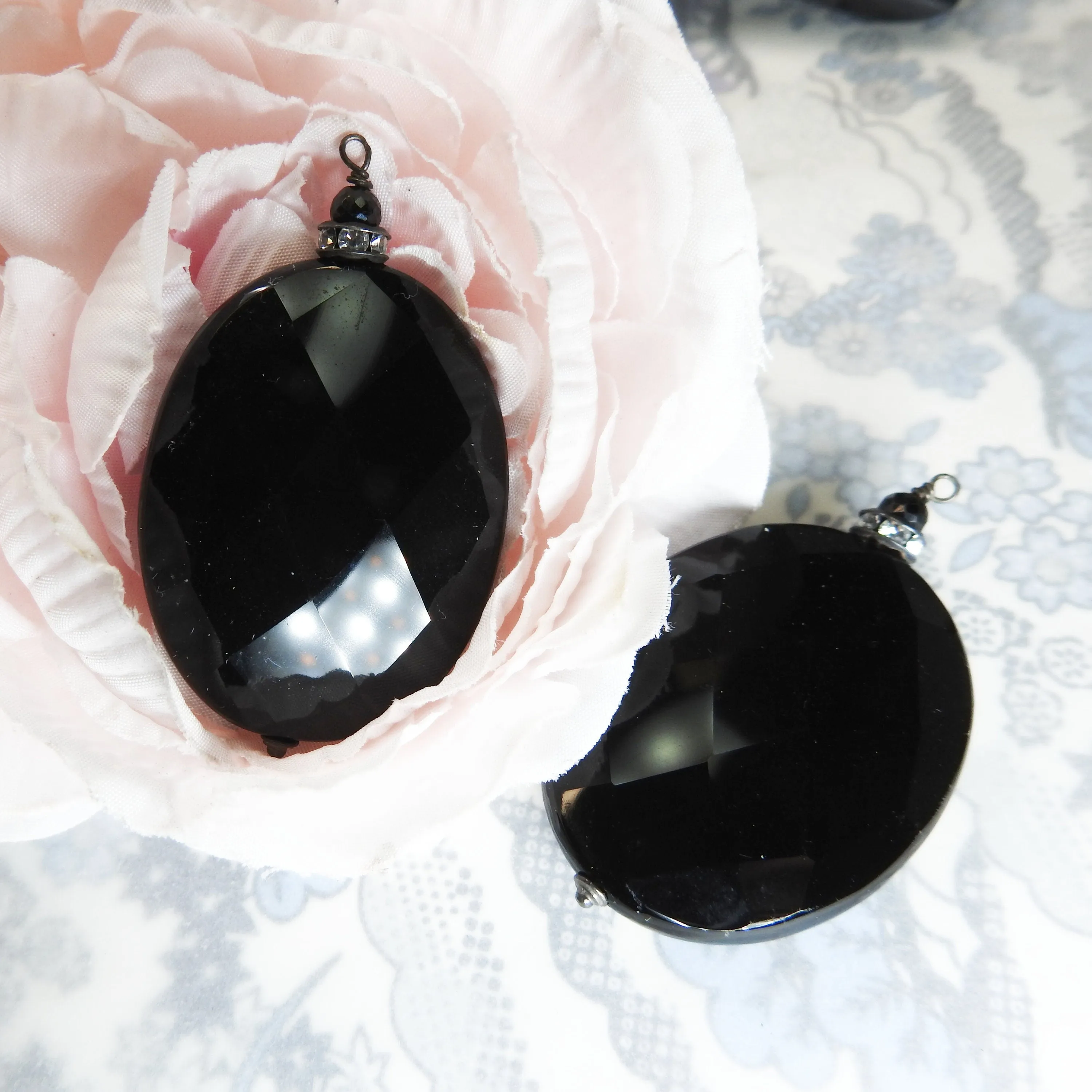 Unique Large Faceted Glass Pendants