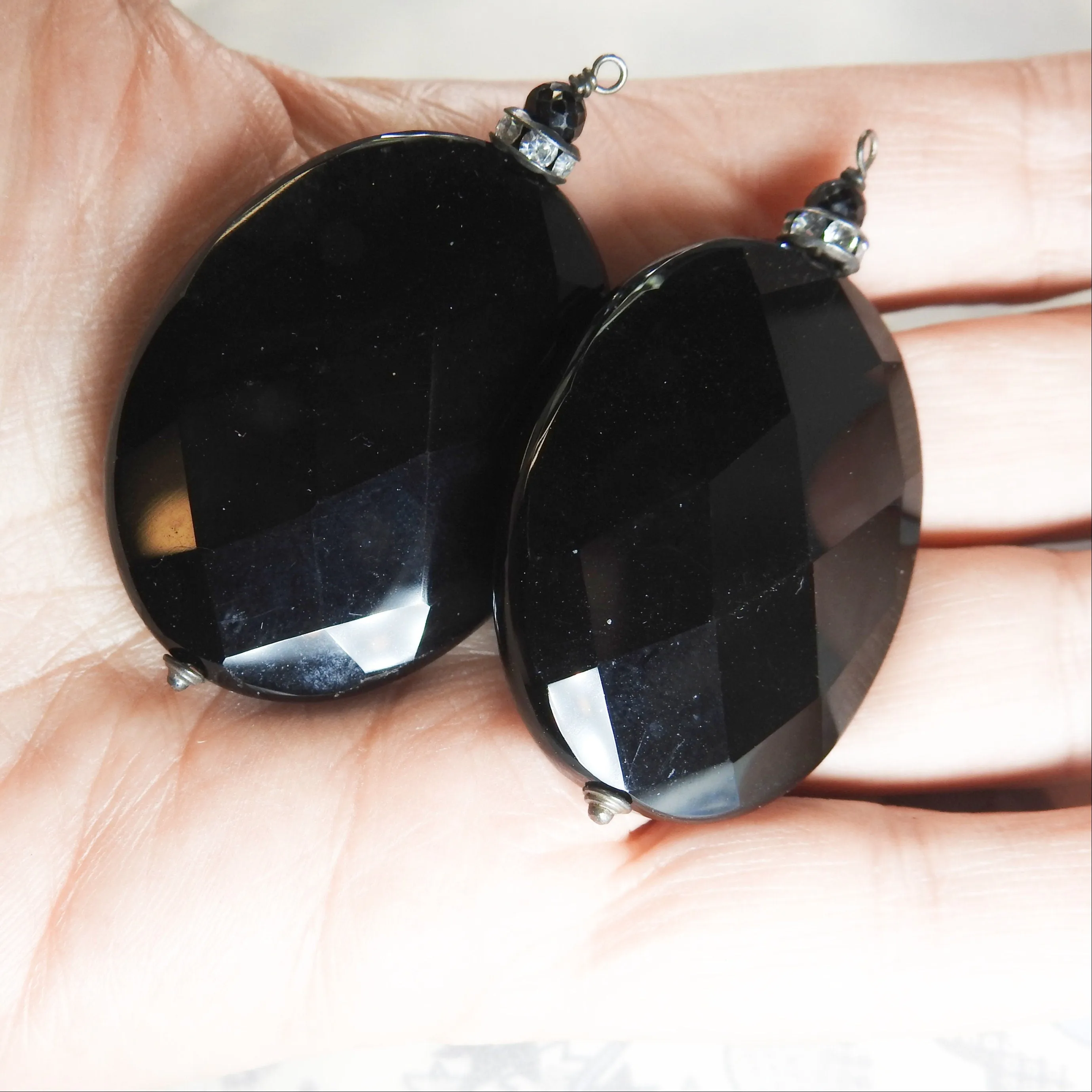 Unique Large Faceted Glass Pendants