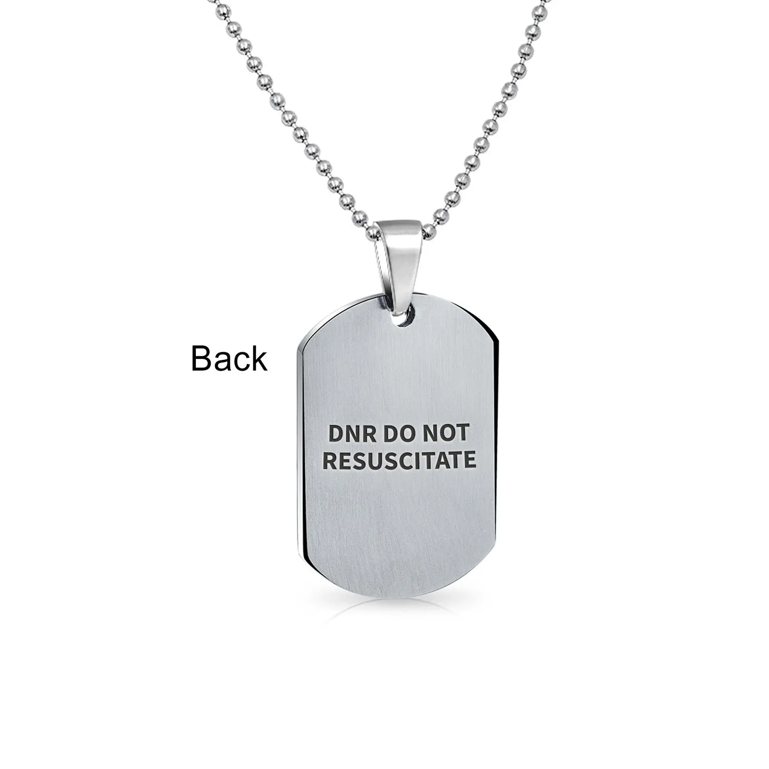 Unisex Medical ID Dog Tag Steel Pendant Necklace for Men 20" Chain