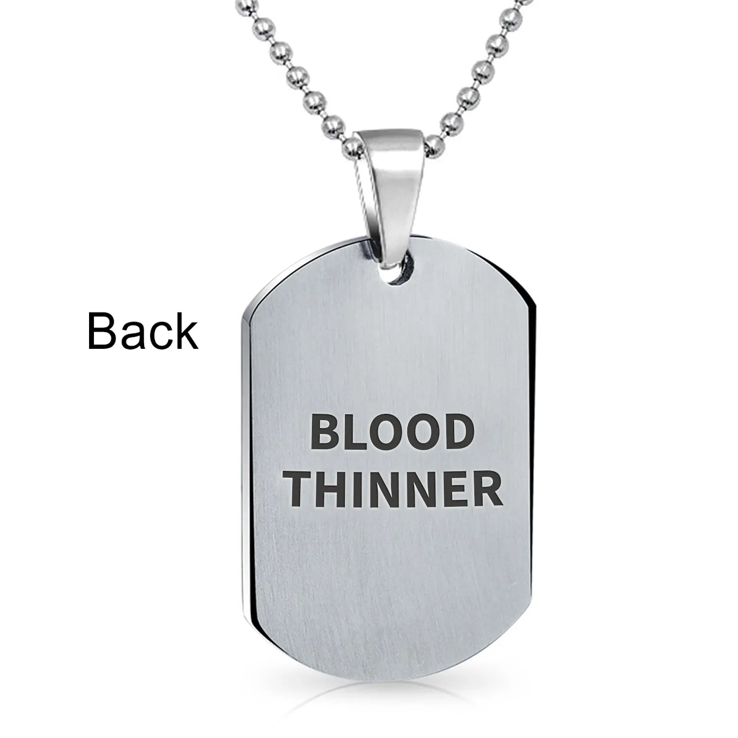 Unisex Medical ID Dog Tag Steel Pendant Necklace for Men 20" Chain