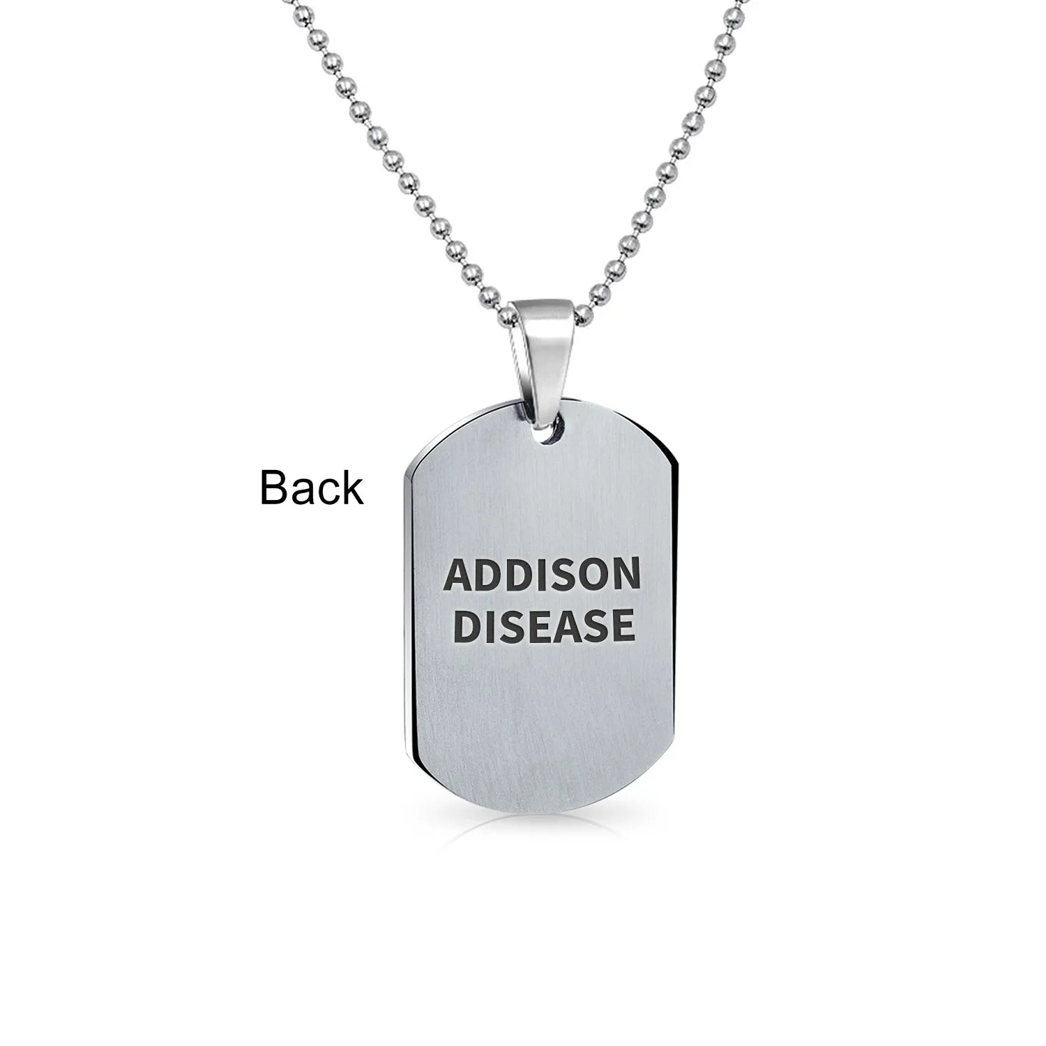 Unisex Medical ID Dog Tag Steel Pendant Necklace for Men 20" Chain