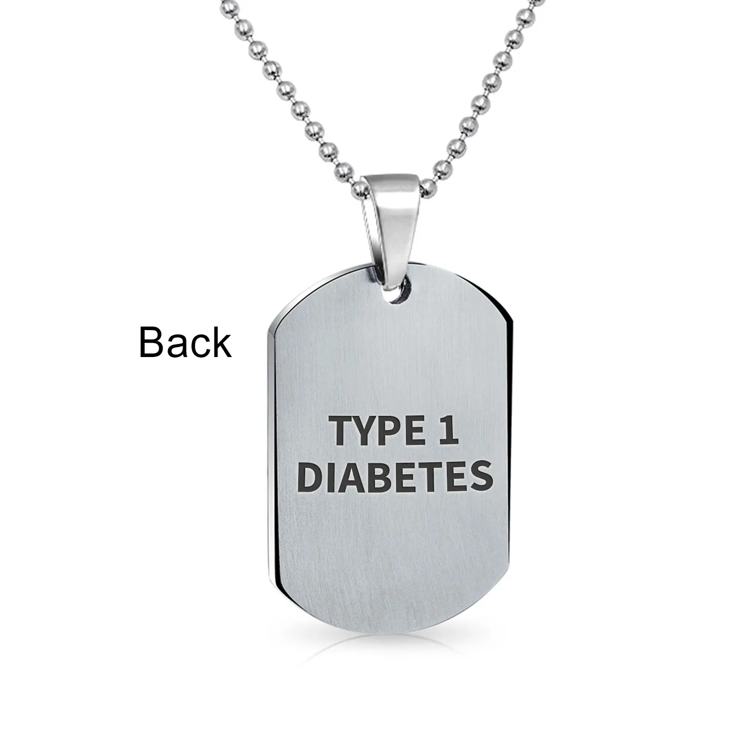 Unisex Medical ID Dog Tag Steel Pendant Necklace for Men 20" Chain
