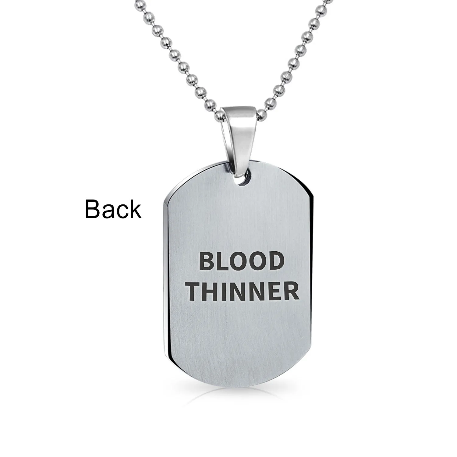 Unisex Medical ID Dog Tag Steel Pendant Necklace for Men 20" Chain
