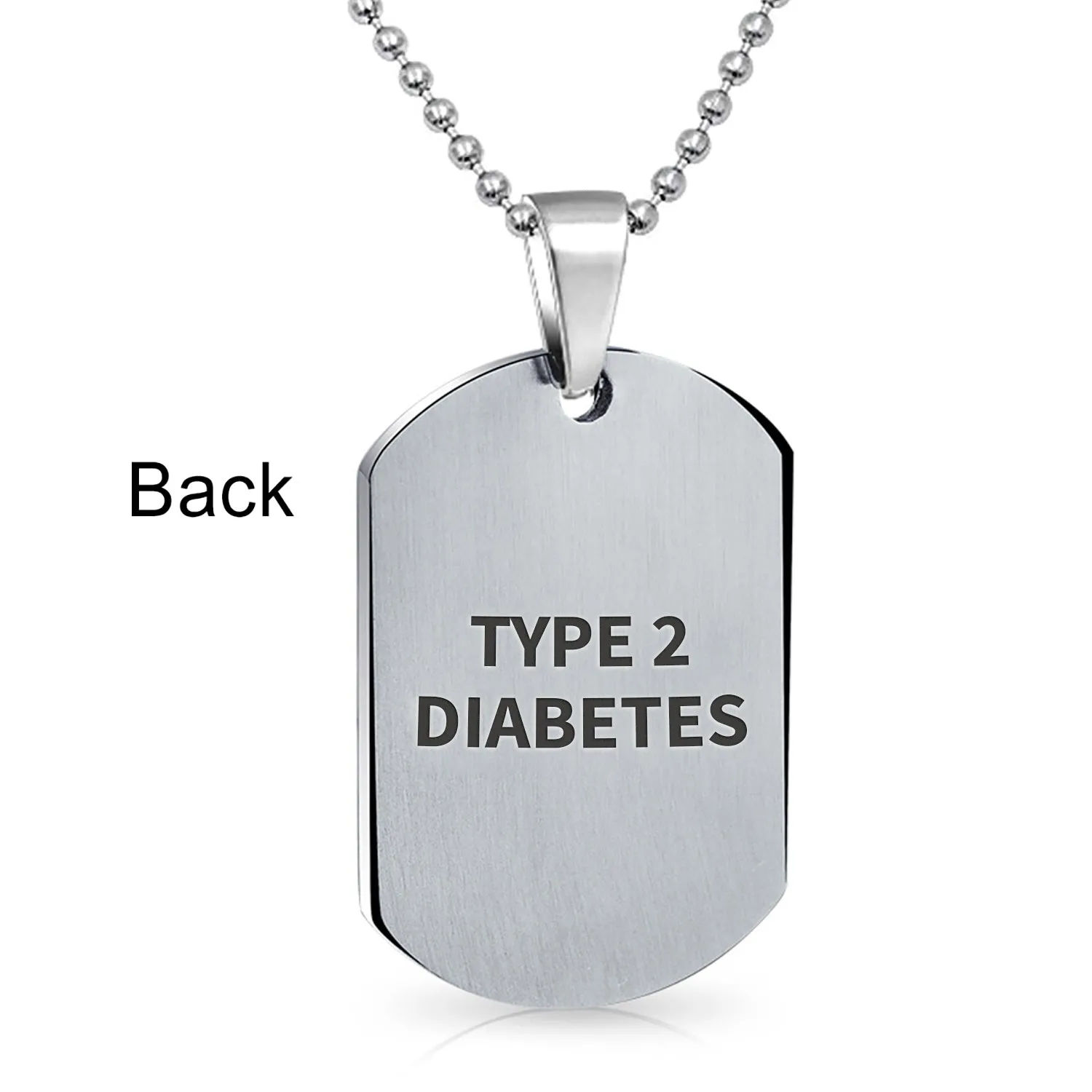 Unisex Medical ID Dog Tag Steel Pendant Necklace for Men 20" Chain