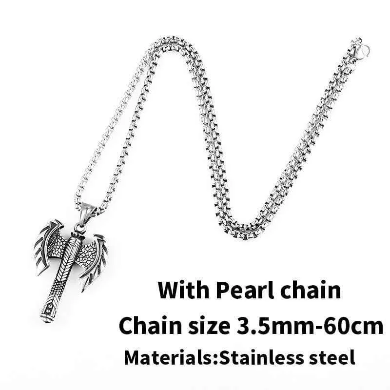 Viking axe unique Stainless Steel necklace pendant Nordic Europe talisman Chain man woman Jewelry Skandinaviska