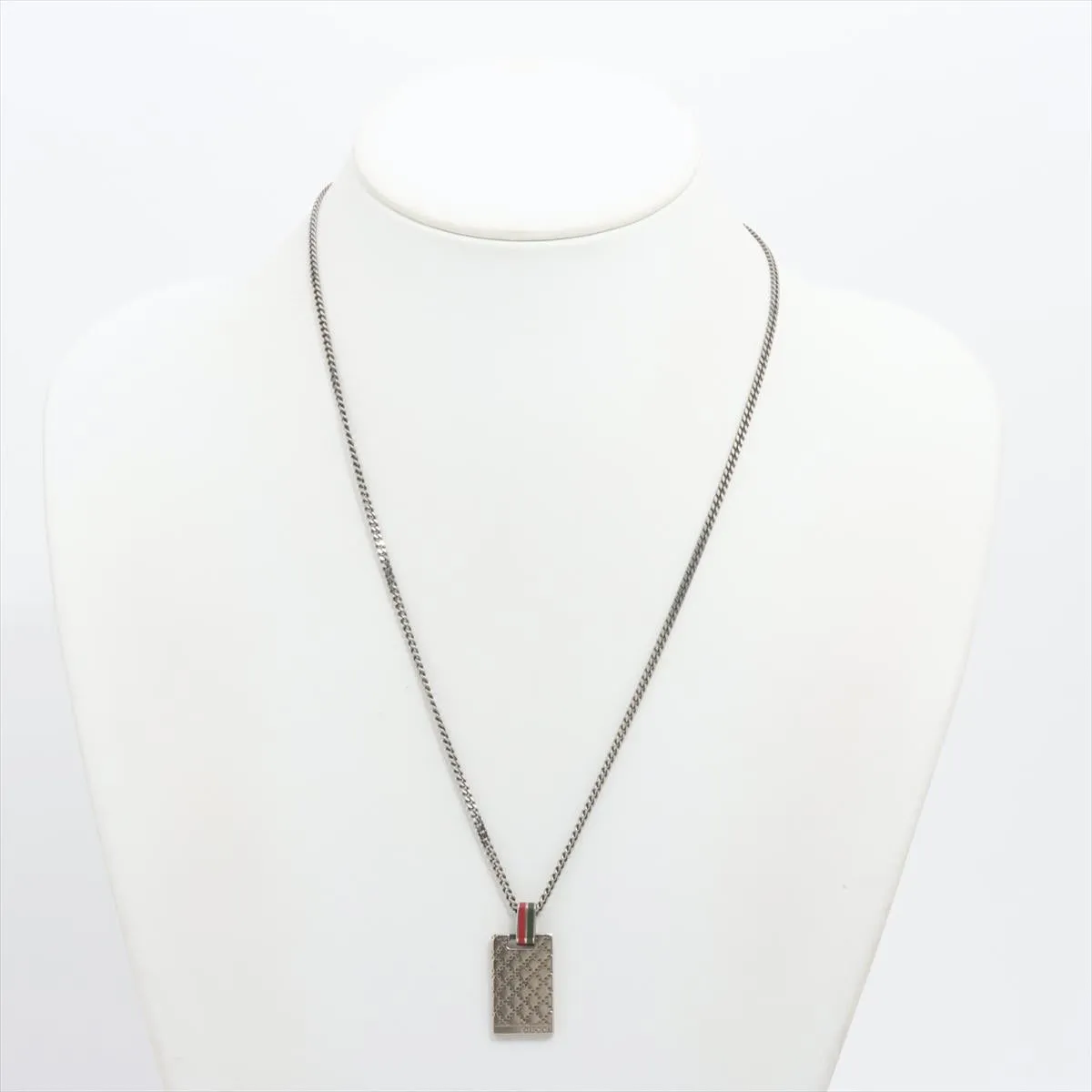 Vintage GUCCI Necklace. Diamantissima Gucci Logo Sterling Silver Pendant