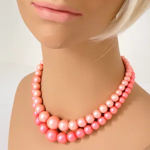 Vintage Peach Orange Faux Pearl Choker
