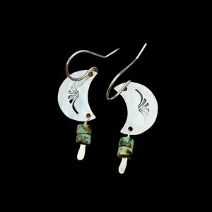 Western Moon Earrings, Silver