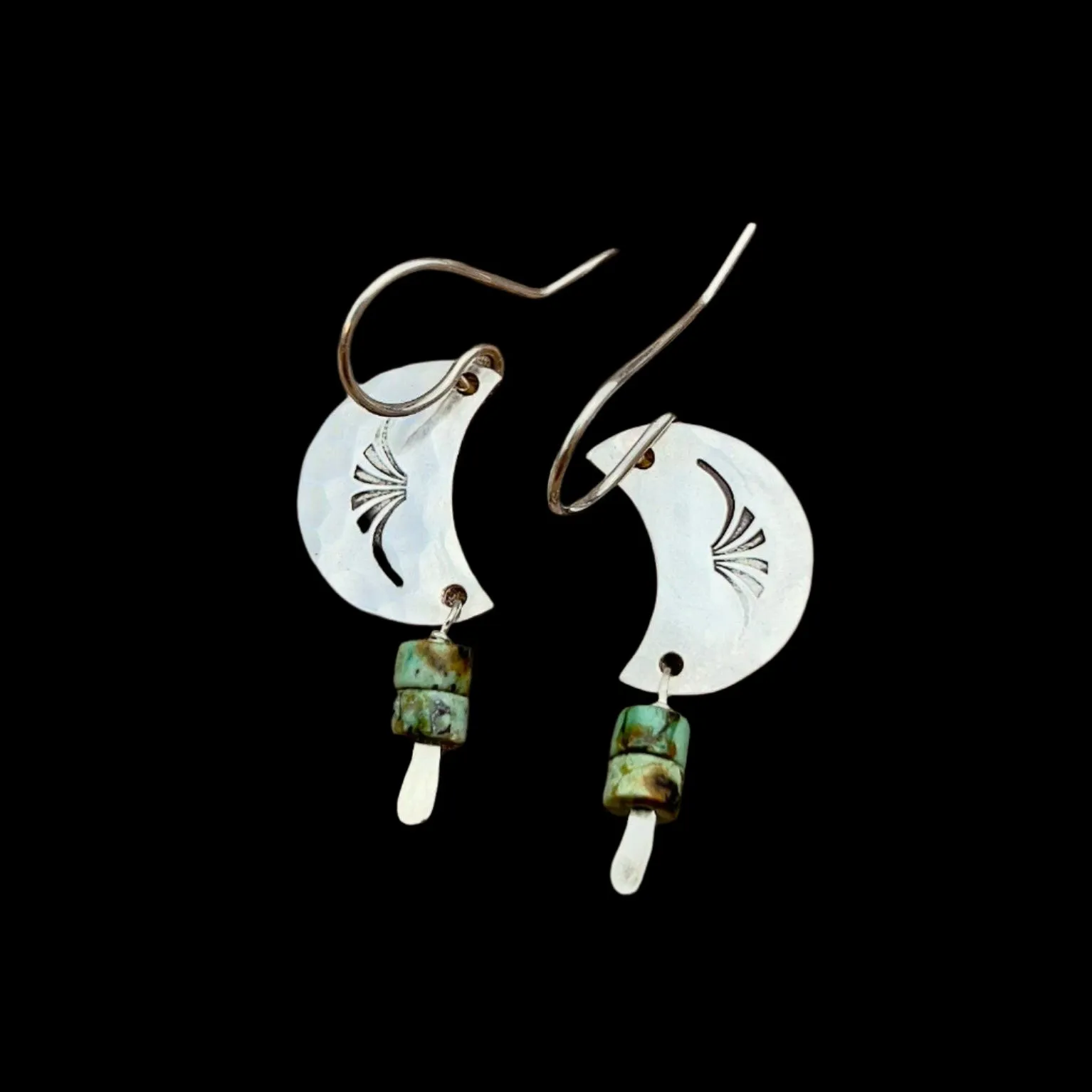 Western Moon Earrings, Silver