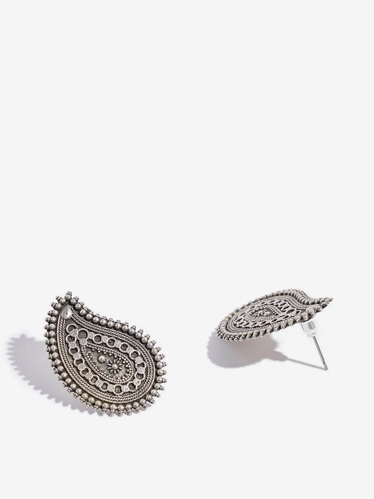 Westside Accessories Silver Paisley Design Earrings