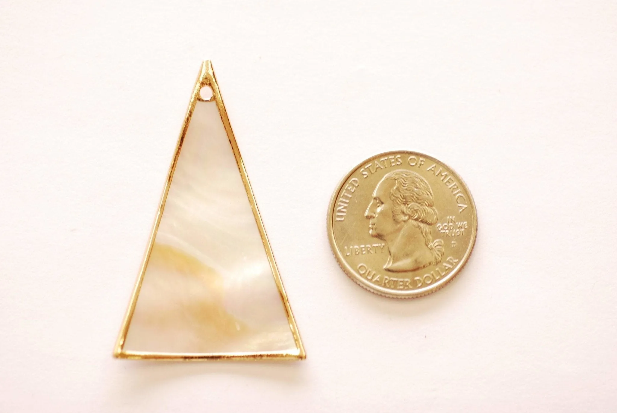 Wholesale Freshwater Pearl Shell Triangle Charm - Electroplated 16K Gold Plated Seashell Geometric Dangle Pendant HarperCrown B267