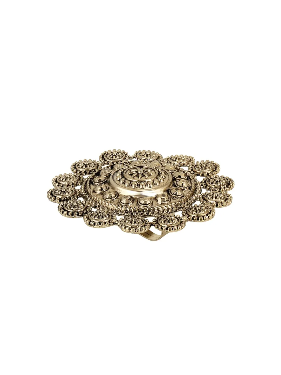Yellow Chimes Rings for Women Artistic Crafted Oxidised Gold Plated Traditional Adjustable Rings for Women and Girls.