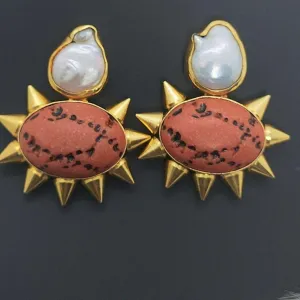 ZAYN- SEMIPRECIOUS BRASS EARRINGS